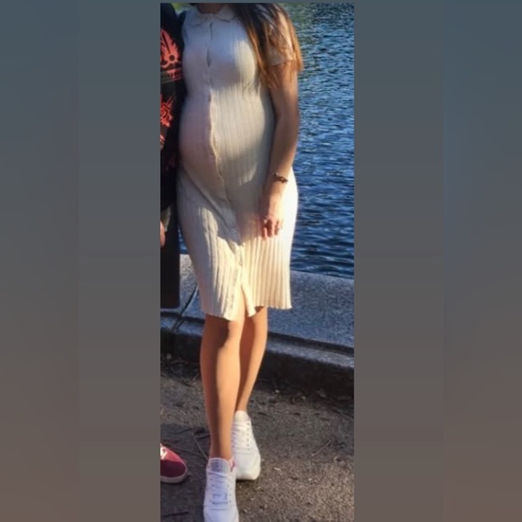 Zara Cream Ribbed Collared Top - Picture 5 of 5